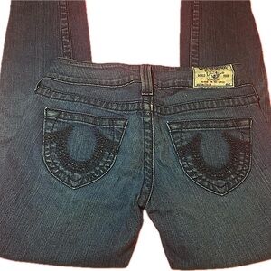 True Religion Blue Stella Skinny Leg Jeans Signature Style size 25